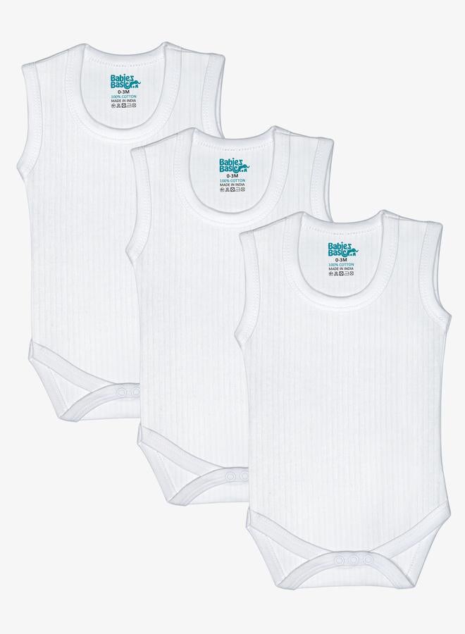 Babies Basic Pack of 3 - Super Combed Cotton Sleeveless Bodysuit - Image 1